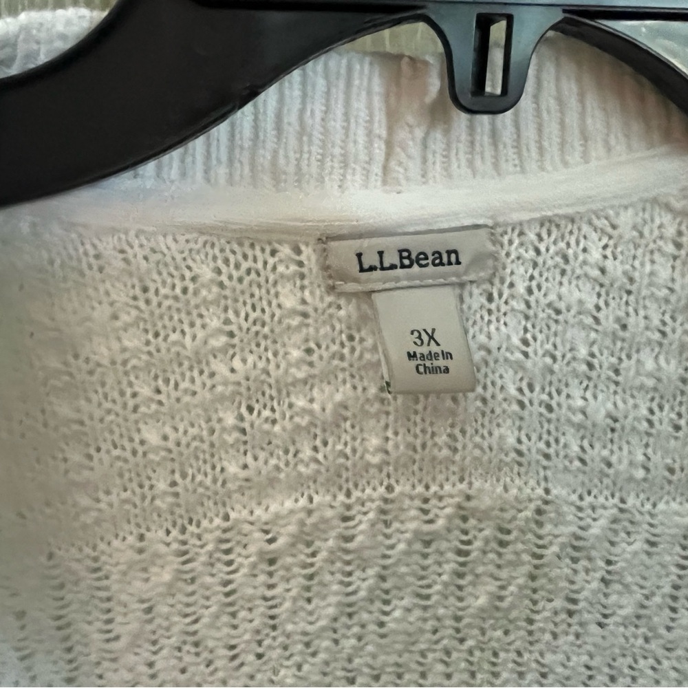 L.L. Bean White Open-Weave Lightweight Cardigan - Picture 3 of 4